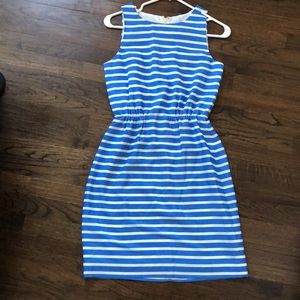 J. Crew Blue and White Striped Shift Dress
